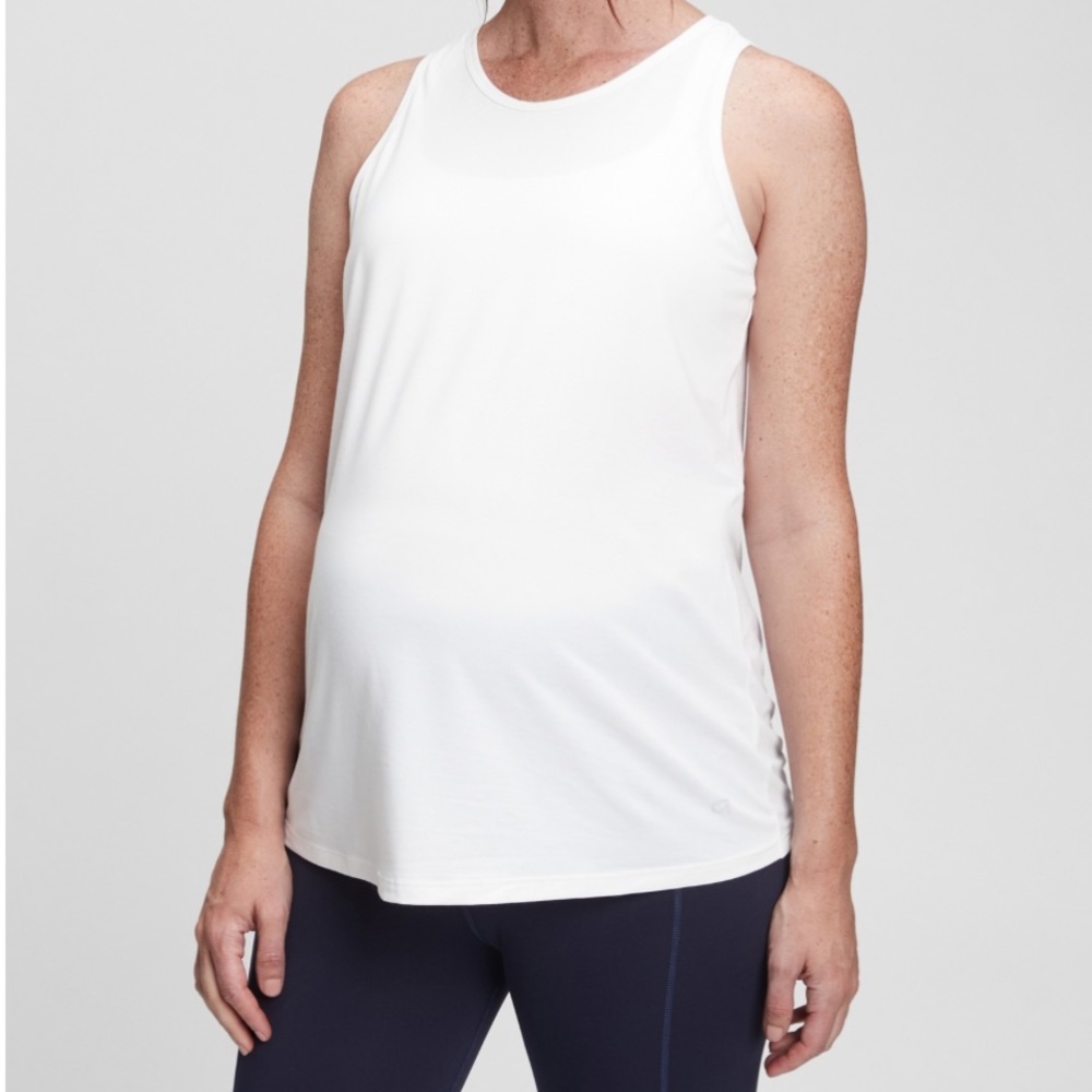 NWT Gap Maternity GapFit Breathe White Tank Top, Size Small